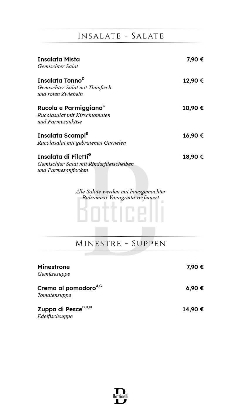 Ristorante Botticelli Berlin - Wilmersdorf Speisekarte 2